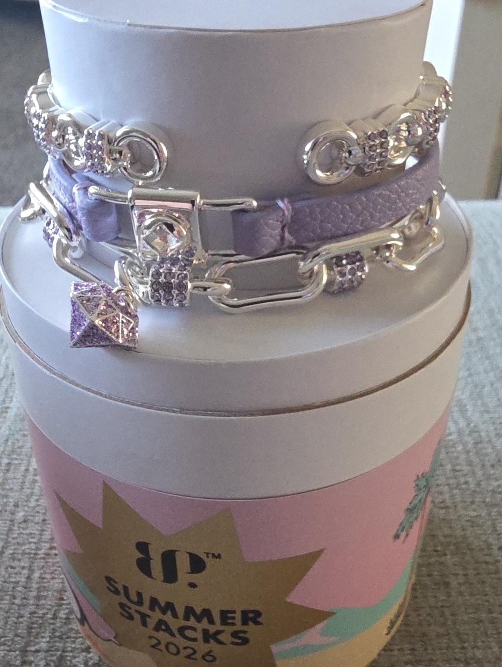 BP Sparkle Makes Everything Better 💎Lilac Crystal Accent Layered Bracelet Set